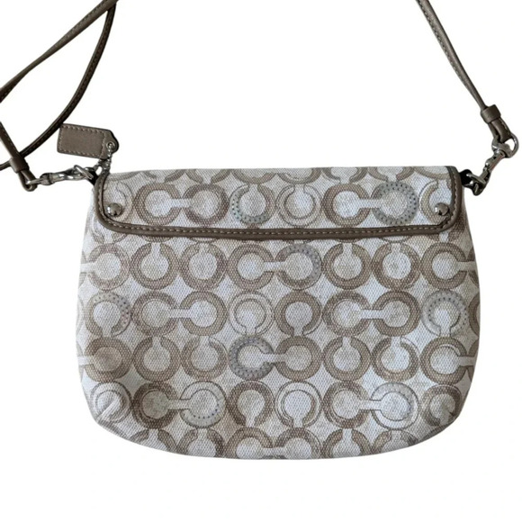 Coach Kristin Op Art Sequin Crossbody Bag Mushroom Taupe White Small Women's OS - Picture 3 of 14